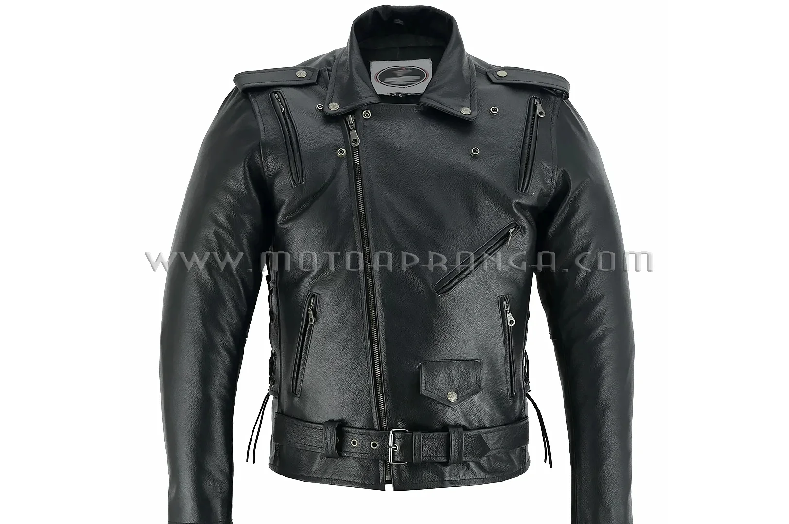 Classic chopper leather jacket with protectors