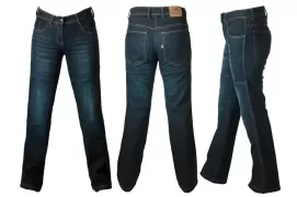 Ladies dark blue kevlar jeans with protectors